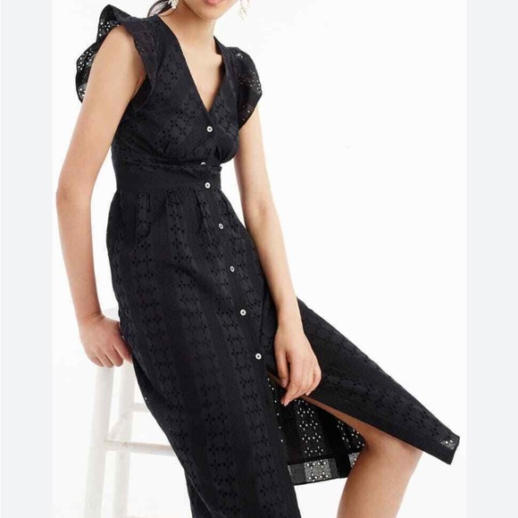 J. Crew Ruffle Eyelet Midi Dress - Picture 1 of 5